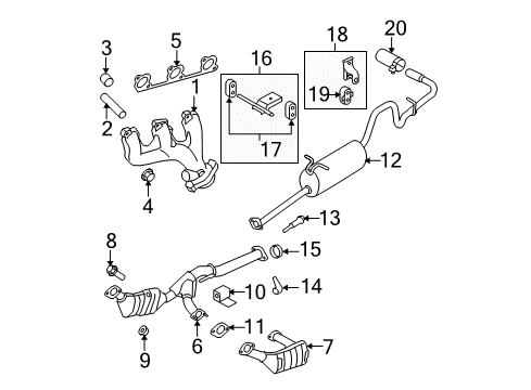 2009 Ford Ranger Exhaust Components Manifold Stud Diagram for -W705495-S900