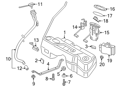 2015 BMW X4 Fuel System Components Plastic Fuel Tank Diagram for 16117220743