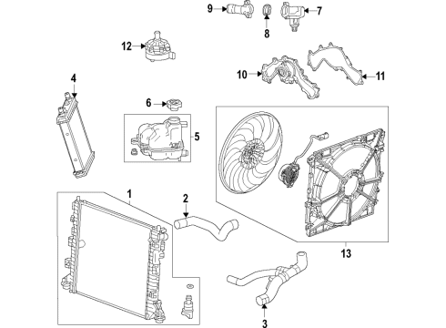 2020 Cadillac CT5 Cooling System, Radiator, Water Pump, Cooling Fan Lower Hose Diagram for 84637345