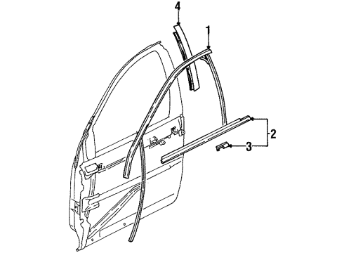 1998 Saturn SC1 Exterior Trim - Door Sealing Strip Asm, Front Side Door Window Outer Diagram for 21172063