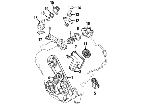 1995 Cadillac DeVille Belts & Pulleys Housing Asm-Water Pump Diagram for 12553133