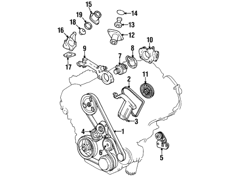 1995 Cadillac DeVille Belts & Pulleys Pump Pulley Diagram for 3535846