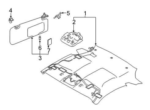 2022 Toyota GR86 Interior Trim - Roof Bulb Diagram for SU003-05707