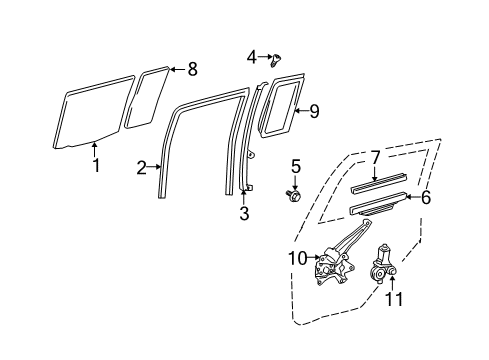 2006 Scion xB Rear Door Rear Guide Diagram for 67407-52030