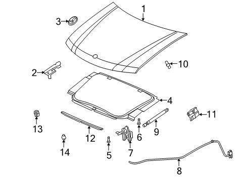 2009 Saab 9-7x Hood & Components Insulator Retainer Diagram for 15678979