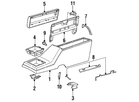 1991 Chevrolet S10 Blazer Console Tray, Front Floor Compartment*Charcoal* *Charcoal Diagram for 15597167