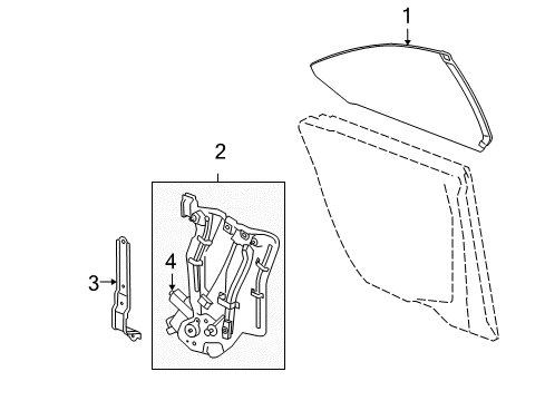 2007 Pontiac G6 Quarter Panel - Glass & Hardware Quarter Window Regulator Assembly Diagram for 20774594