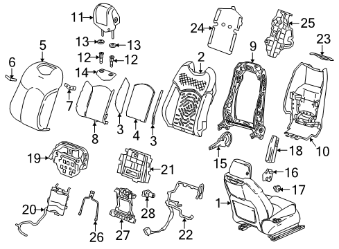 2019 Cadillac CT6 Driver Seat Components Recliner Bolt Diagram for 13518993