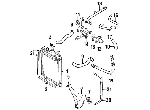 1998 Chevrolet Metro Radiator & Components Radiator Outlet Pipe Diagram for 30013100