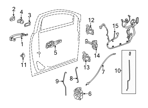 2021 Chevrolet Trax Front Door Lock Cable Diagram for 42541070