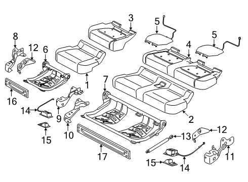 2018 Ford F-350 Super Duty Rear Seat Components Seat Cushion Pad Diagram for FL3Z-1663841-D