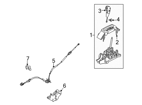 2011 Ford Flex Front Console Gear Shift Assembly Diagram for AA8Z-7210-AA