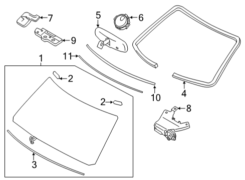 2018 Infiniti QX80 Windshield Glass, Reveal Moldings Inside Mirror Cover Diagram for 96329-6FL0A