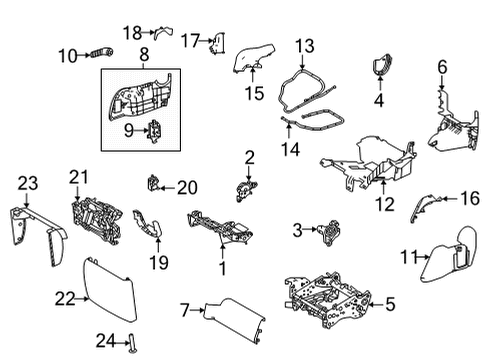 2022 Toyota Sienna Second Row Seats Pad Assembly Diagram for 71033-08010-B2