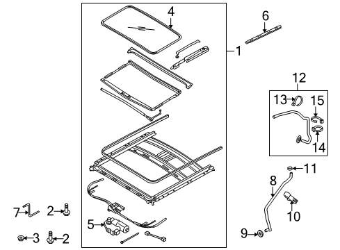 2006 Kia Amanti Sunroof Sunroof Glass Panel Assembly Diagram for 816103F000