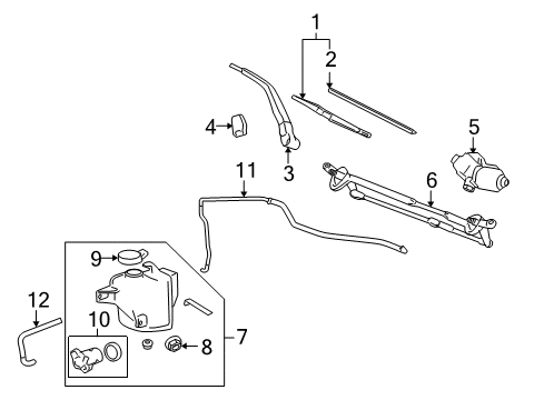 2009 Hummer H3 Wiper & Washer Components Container Asm-Windshield Washer Solvent (W/ Pump & R/Wd Diagram for 25813140