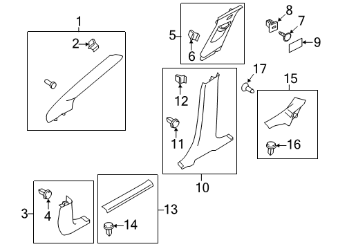 2014 Ford Focus Interior Trim - Pillars, Rocker & Floor Insert Strip Diagram for CM5Z-5813208-A