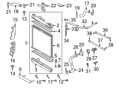 2000 Toyota Echo Radiator & Components By-Pass Pipe Diagram for 16268-21022