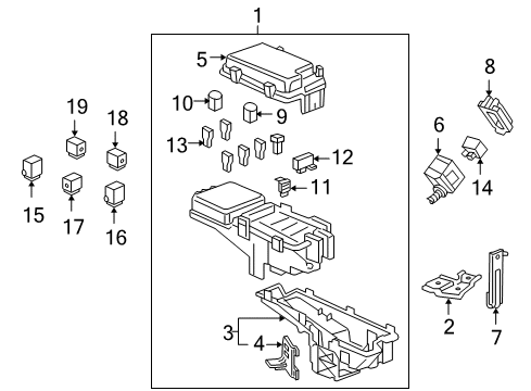2010 Acura RL Electrical Components Fuse B, Multi Block (50A/50A) Diagram for 38232-SDA-A11