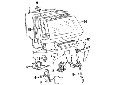 1990 Dodge Colt Lift Gate & Hardware, Spoiler, Glass, Exterior Trim Cylinder Tailgate Lock Diagram for MB574778