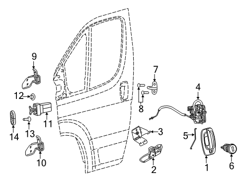 2017 Ram ProMaster 3500 Front Door - Lock & Hardware Link-Latch ACTUATING Diagram for 68134162AA