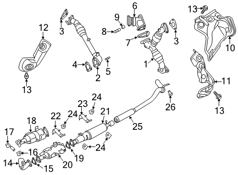 2019 Nissan Titan XD Exhaust Components Pre MUFFLER Diagram for 20050-9FT0A