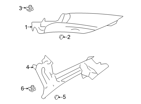 2006 Mercury Montego Interior Trim - Quarter Panels Quarter Trim Panel Diagram for 5G1Z-5452019-AAA