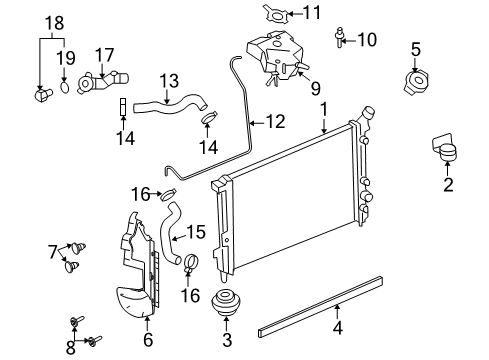 2006 Saturn Relay Radiator & Components Radiator Outlet Hose (Lower) Diagram for 19129861