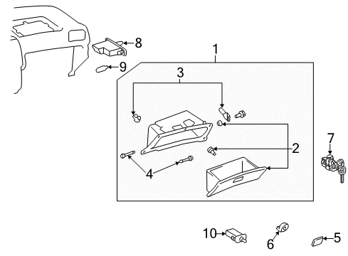 1997 Lexus ES300 Glove Box Door Assy, Glove Compartment Diagram for 55501-33060-G0