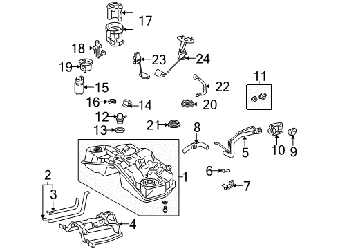 2005 Lexus LS430 Fuel Supply Fuel Pump Assembly W/Filter Diagram for 23220-50110