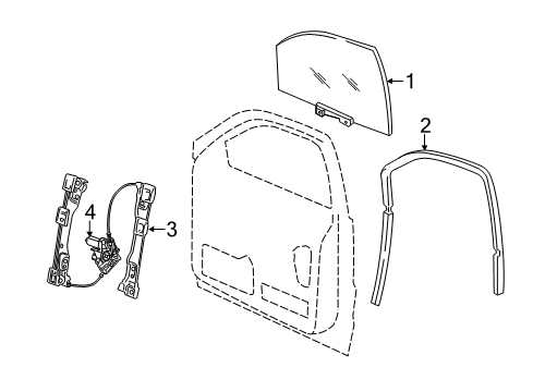 2011 Jeep Grand Cherokee Front Door - Glass & Hardware Front Door Glass Run Diagram for 55399190AH