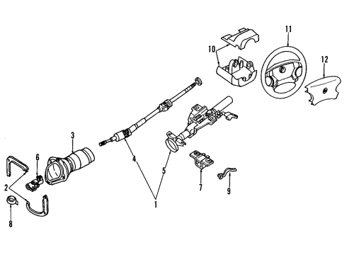 1992 Nissan Maxima Steering Column, Steering Wheel & Trim, Shaft & Internal Components, Shroud, Switches & Levers Column Assembly-Steering Impact Absorbing Diagram for 48810-6E010