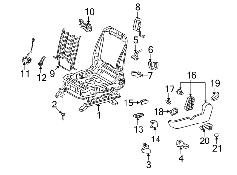 2009 Pontiac Vibe Front Seat Components Lower Cover Diagram for 19184947