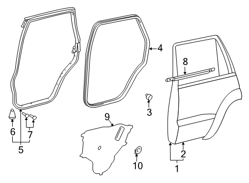 2011 Toyota Land Cruiser Rear Door Panel, Rear Door, Outer RH Diagram for 67113-60210