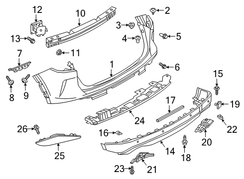 2020 Infiniti QX50 Rear Bumper Nut Diagram for 01225-N0041