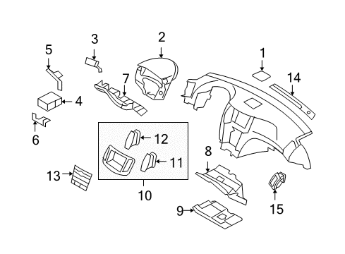 2007 Infiniti G35 Cluster & Switches, Instrument Panel Cover-Instrument Lower, RH Diagram for 68920-JK600