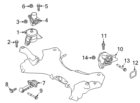 2020 Kia Sedona Engine & Trans Mounting Bolt-Flange Diagram for 218412W000