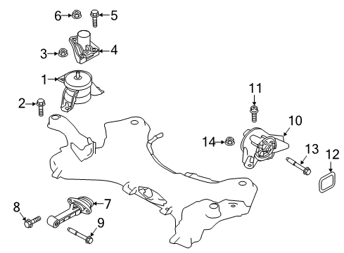 2018 Kia Sedona Engine & Trans Mounting Support Engine Mounting Bracket Diagram for 21825A9000