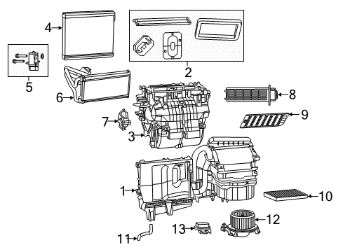 2016 Ram ProMaster 3500 Blower Motor & Fan Core-Heater Diagram for 68232364AA