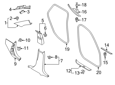 2014 BMW X1 Interior Trim - Pillars, Rocker & Floor Cover Cap "Airbag" Diagram for 51432993027
