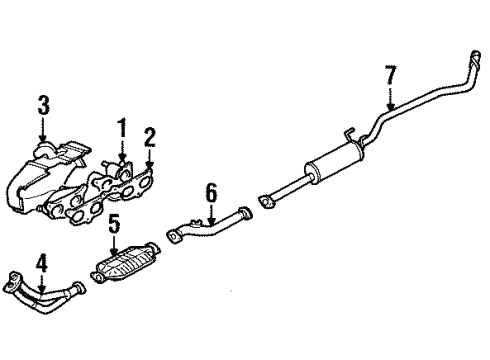 1994 Toyota T100 Exhaust Manifold Catalytic Converter Assembly Diagram for 18450-75040