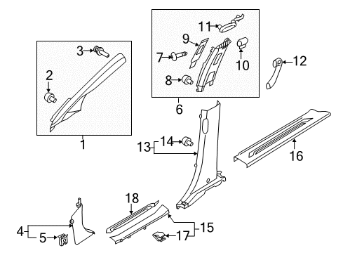 2016 Kia Sedona Interior Trim - Pillars, Rocker & Floor Trim Assembly-Front Pillar Diagram for 85810A9000BG3