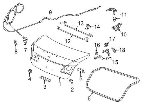 2013 Honda Accord Trunk Cable Assembly, Trunk Diagram for 74880-T2F-A01