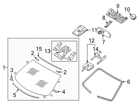 2019 Infiniti Q60 Lane Departure Warning Inside Mirror Cover Diagram for 96329-3UB0A