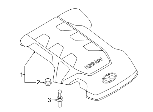 2020 Genesis G70 Engine Appearance Cover Bolt-Engine Cover Mounting Diagram for 29246-3L100