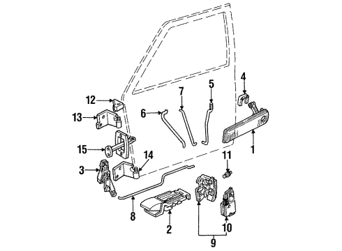 1992 Dodge Monaco Front Door - Hardware Handle Asm Inside Remote R Diagram for 35013307