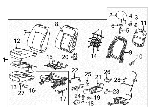 2013 Chevrolet Malibu Power Seats Adjust Handle Diagram for 22855602