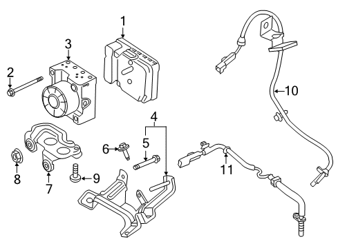 2021 Ford Edge ABS Components Support Bracket Bolt Diagram for -W505531-S450