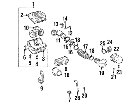 1996 GMC C2500 Suburban Filters Latch, Air Cleaner Housing Cover Diagram for 25043286