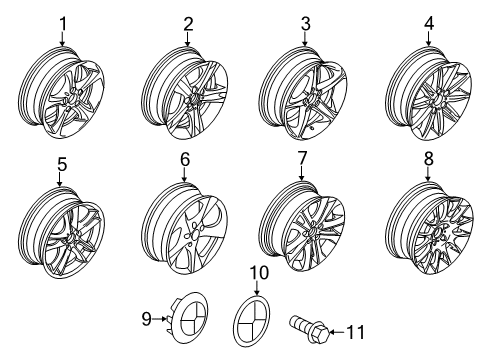 2012 BMW 128i Wheels Alloy Rim Right Diagram for 36116795560